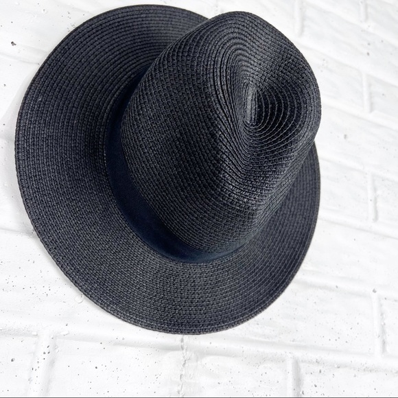 Black Paper Fedora Beach Hat - Picture 2 of 7
